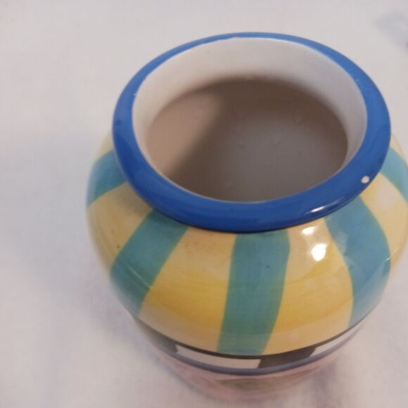 WCL Flower Bud Vase Colorful ROSE Pattern Whimsical  Flowers Striped CIRCUS Vntg - Picture 11 of 14